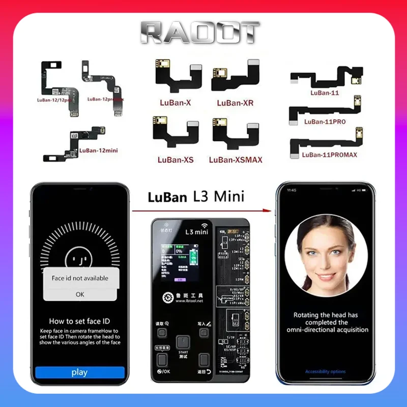 

Luban L3 точечный матричный гибкий кабель ремонт подходит для распознавания лица точечный проектор ремонт на IPhone X, XS, XR, 11-15 Pro Max модели