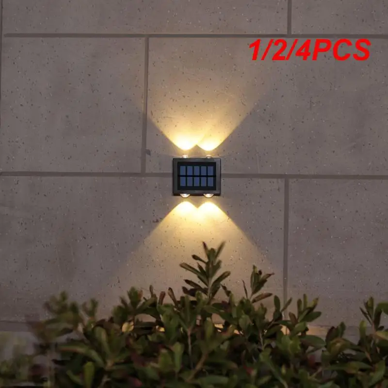 

1/2/4PCS Solar LED Wall Lamp Outdoor Waterproof Up And Down Luminous Lighting Courtyard Corridor Atmosphere Light Spotlight