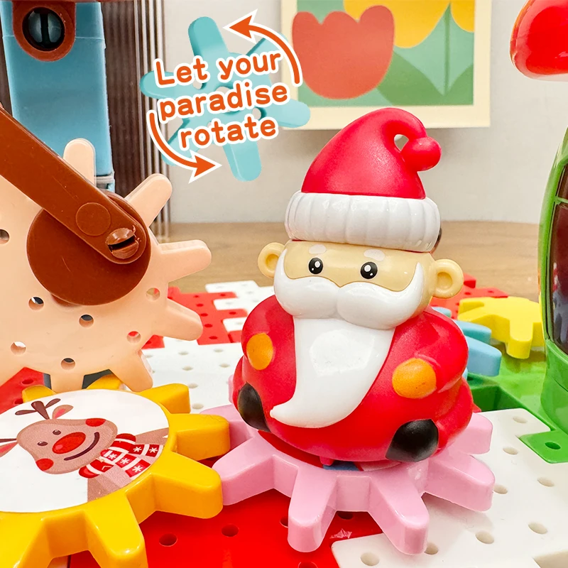 New Christmas Santa Claus children's puzzle science teaching gear building blocks family interactive Christmas gift