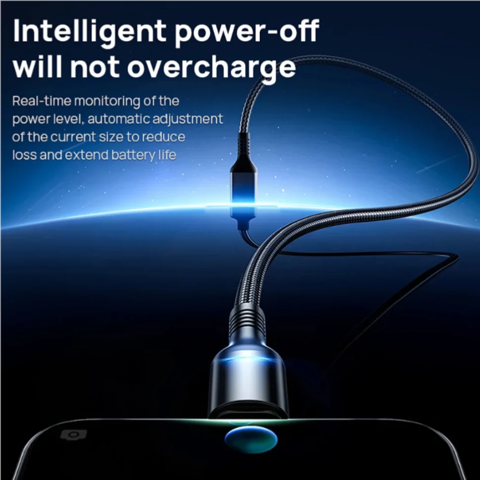화웨이 USB-C 100W 6A 고속 충전 케이블, 스마트 자동 전원 차단 LED 디스플레이, 나일론 꼬임 방지 코드, USB to Type C