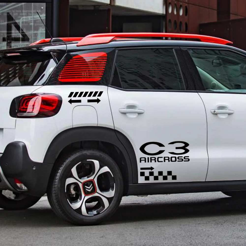 For Citroen C3 Aircross Car Side Stickers Racing Sport Lattice