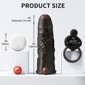 Vibrating Condoms Enlargement For Men Reusable Condoms Dildo Vibrator Penis Ring Sleeve Adult Sex Shop Sex Toy for Couples 6