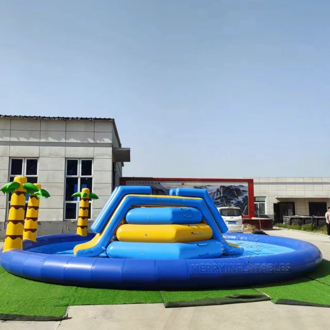 Inflatable Blow Up Pool Tropical Swimming Pool Portable Inflatable with Slide