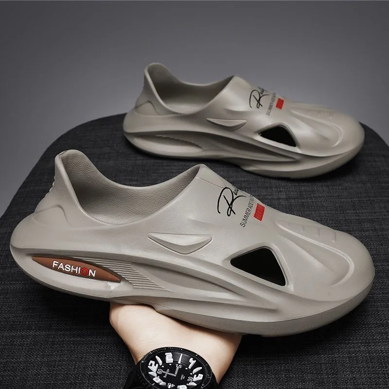 Men's Slippers Mute EVA Soft Outdoor Beach Slides Flat Unisex Slippers Non-slip Soft Flip Flops Male Thick Sole Anti-slip Shoes