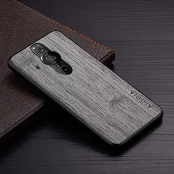 Luxury Bamboo Wood Pattern Leather Phone Case Cover for Xperia XZ4 (Light Gray)
