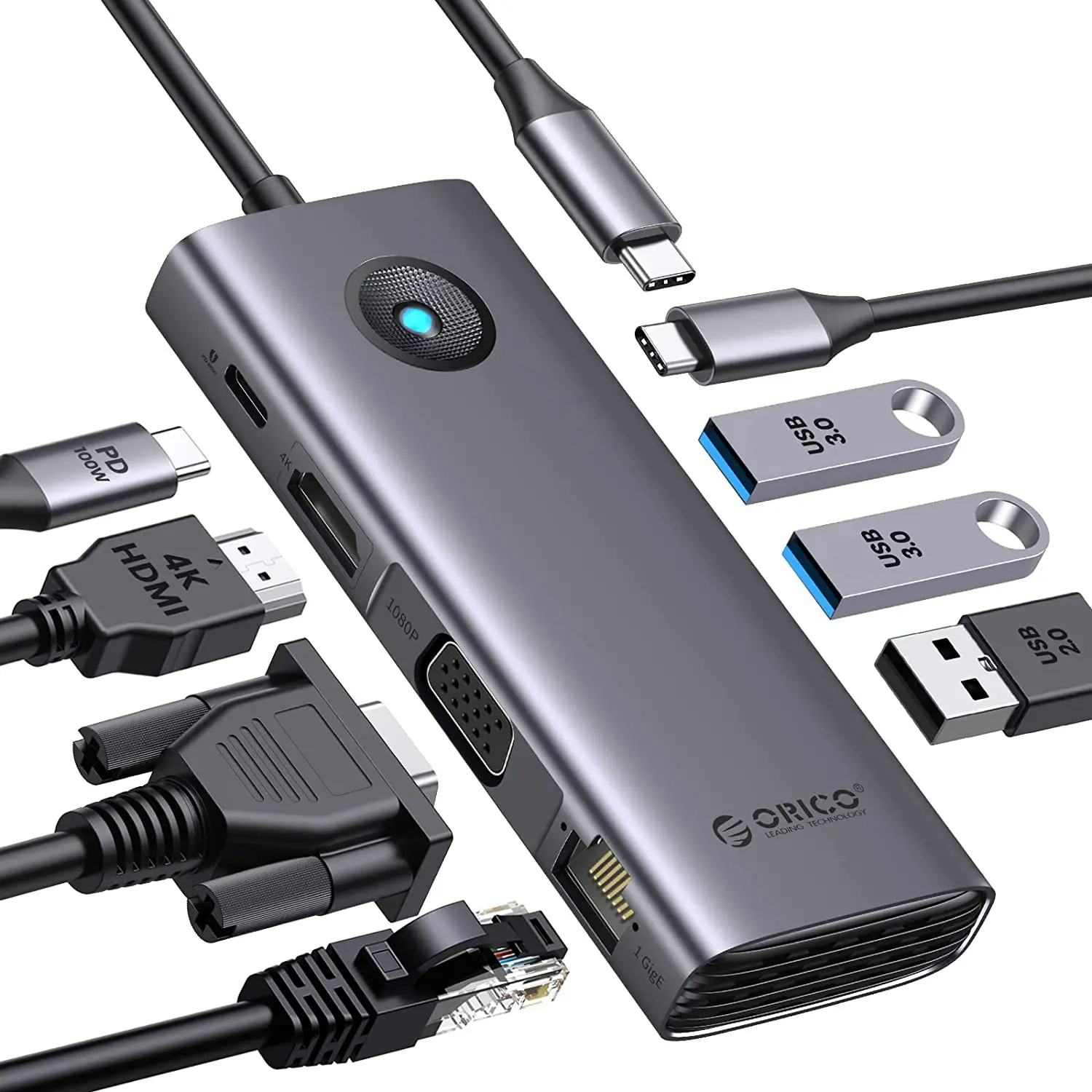 orico station de type hub usb adaptateur compatible hdmi séparateur sd tf pour macbook huawei mate