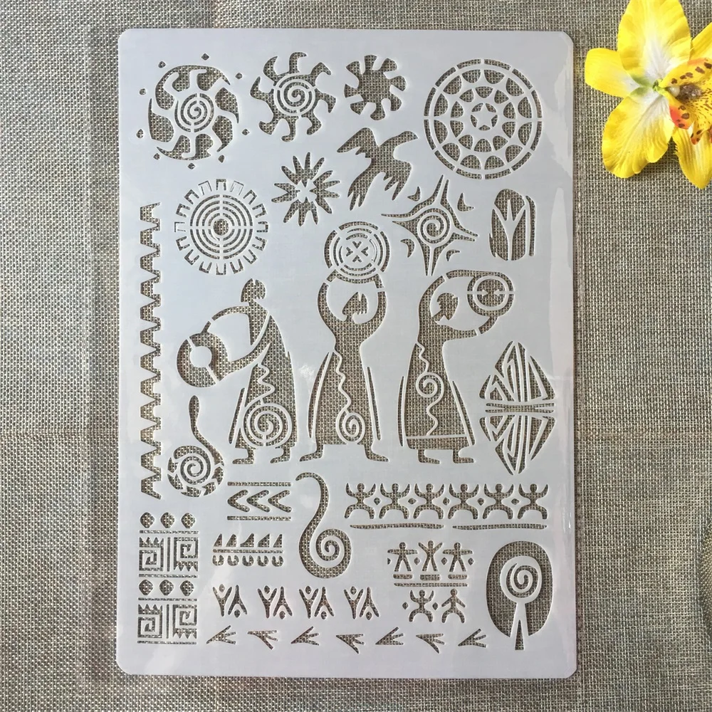 

A4 29cm Egypt Primitive Ancient Totem DIY Layering Stencils Wall Painting Scrapbooking Stamping Embossing Album Paper Template