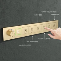 ชุดฝักบัวเพดานหรูหรา ระบบควบคุมอุณหภูมิแบบฝังในตัว ทำจากทองเหลือง พร้อมหน้าจอดิจิตอล ระบบไฮโดรเจเนอเรเตอร์ ฟังก์ชั่นฝนตก ไฟส่องสว่าง และบลูทูธ 4