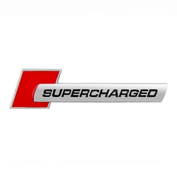 3D Metal Supercharged Car Emblem Badge Decal Sticker (Red Silver)