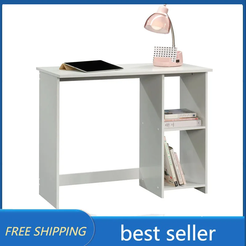 Mainstays Small Space Writing Desk with 2 Shelves, White Finish