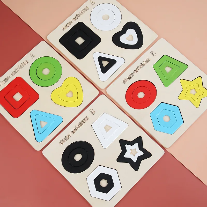 

Montessori Kids Puzzle Sensory Board Toy Geometry Wooden Toys Shape Cognition Early Educational Teaching Aids Learning Toys