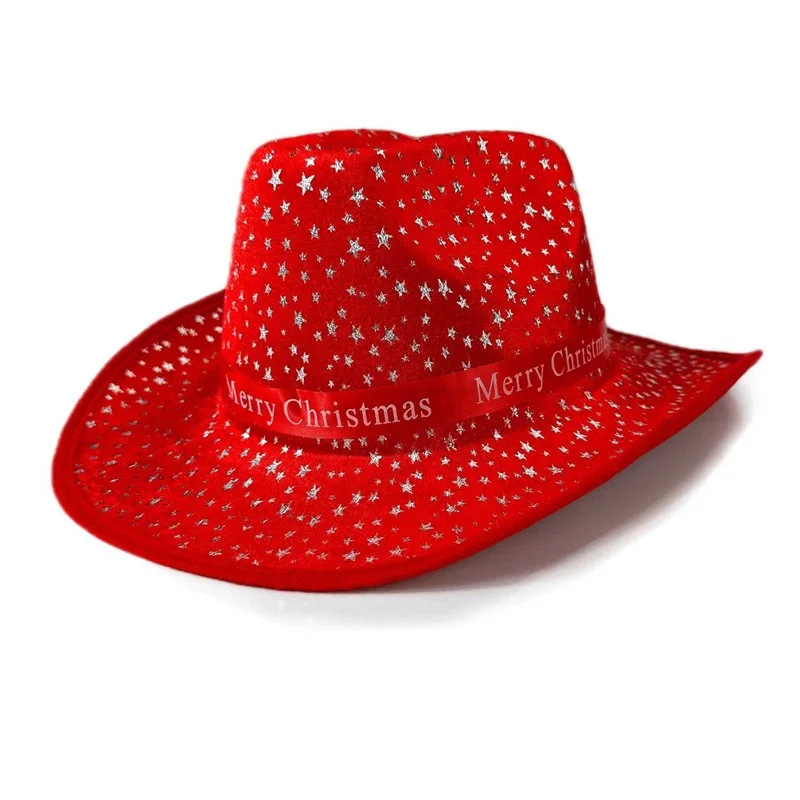 Christmas Cowgirl Hats Adults Christmas Jazz Hats for Holiday Cosplay Costumes Party Supplies
