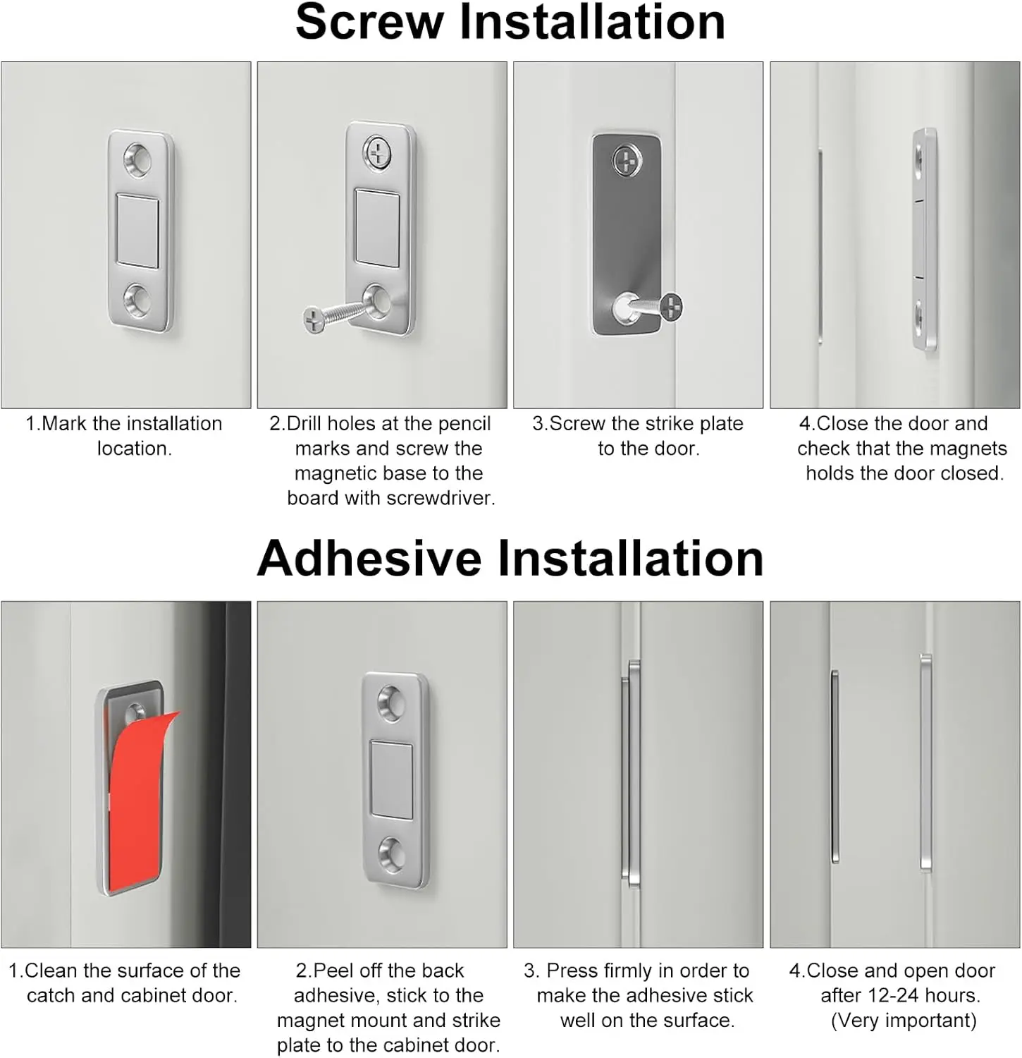 Ultra-Thin Magnetic Cabinet Latch Set - Pack of 4