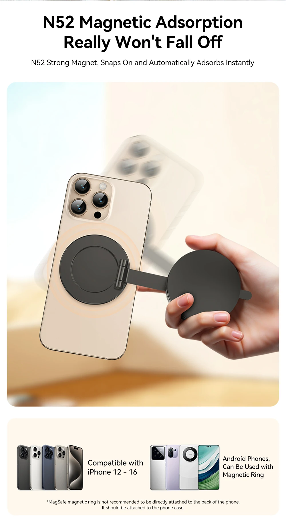 Car Phone Holder, Magsafe Magnetic Vacuum Intelligent Car Mount 360° Rotation Ma