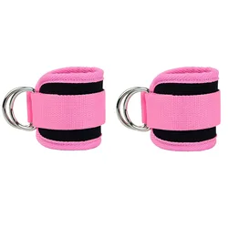 Enhanced Fitness Resistance Band Set with Ankle Straps - Elastic Workout Bands for Home Gym and Yoga Exercises (2 Pink Buckle)