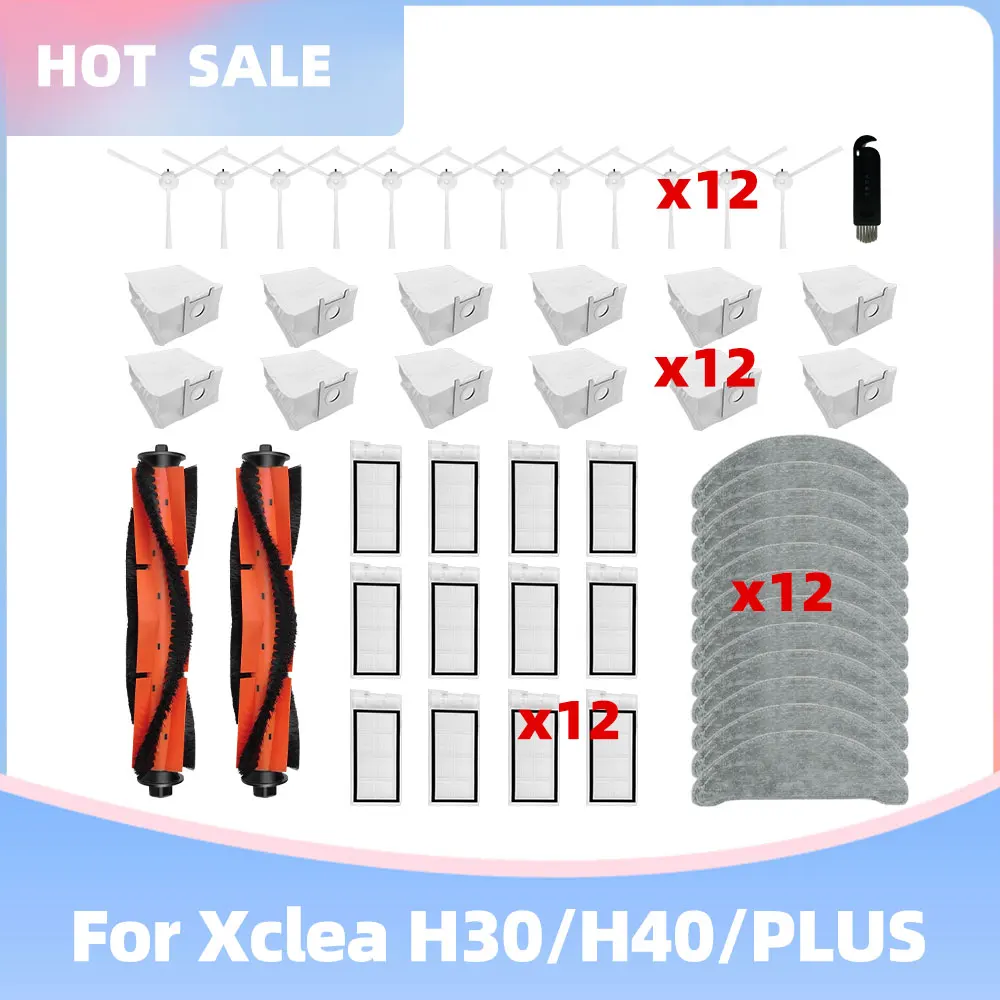 

Compatible For Xclea H30/H40/PLUS Robot Vacuum Cleaner Main Side Brush Mop Cloths Rags Hepa Filter Dust Bags Replacement Parts
