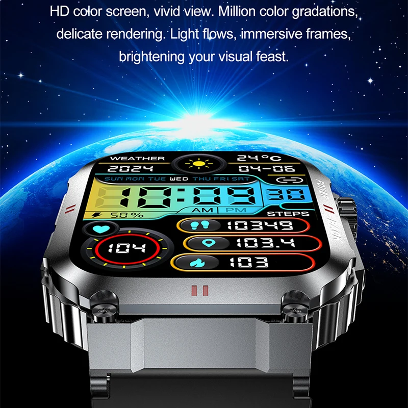 2026 Outdoor Military Smartwatch Men Bluetooth Call Smart Watch 3ATM IP68 Waterproof Rating Sports Fitness Watches Man 2025 New