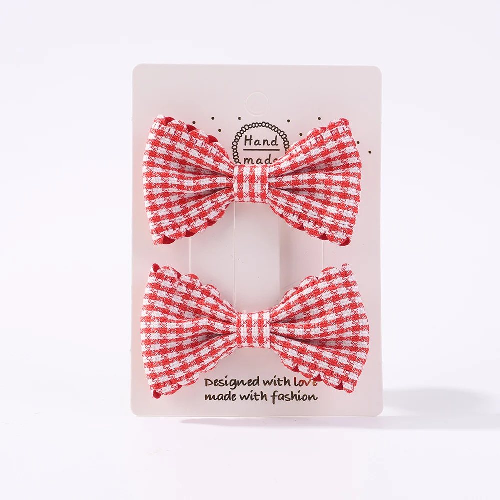 Mini Bows Hairclips Baby girl Kids Cute Plaid Hairpins Headwear Sweet Barrettes Lovely Hair Accessories Gift 2PCS/Set