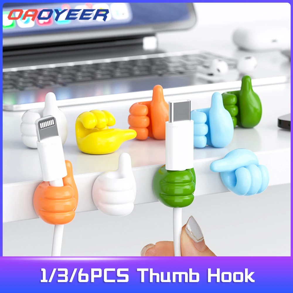 

1/3/6PCS Silicone Thumb Wall Hook Cable Management Wire Organizer Clips Wall Hooks Hanger Storage Holder for Kitchen Bathroom