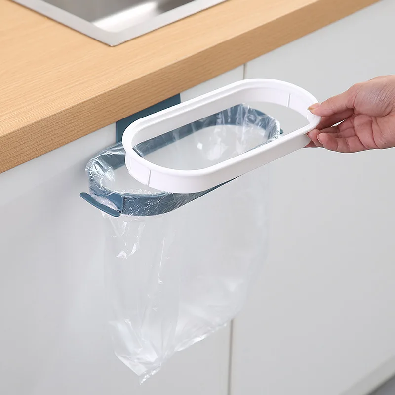 Garbage Bag Holder Kitchen Cabinet Door Basket Hanging Trash Can Waste Bin Garbage Rack Tool Storage Holder Kitchen Organizer