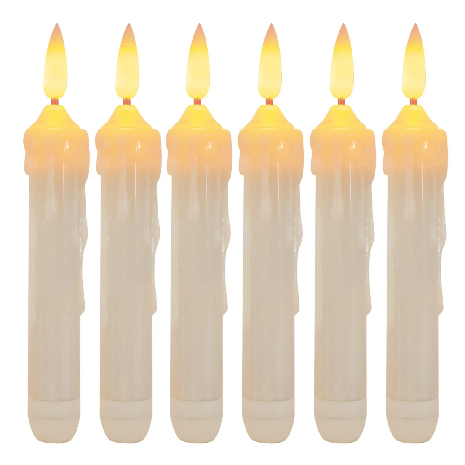6* USB-Aufladbare Stabkerzen & Fernbedienbare Timer-Flammenlose Flackernde Kerzenlichter, Tropffreie LED-Fensterlampen für Party-Events – Detail 8