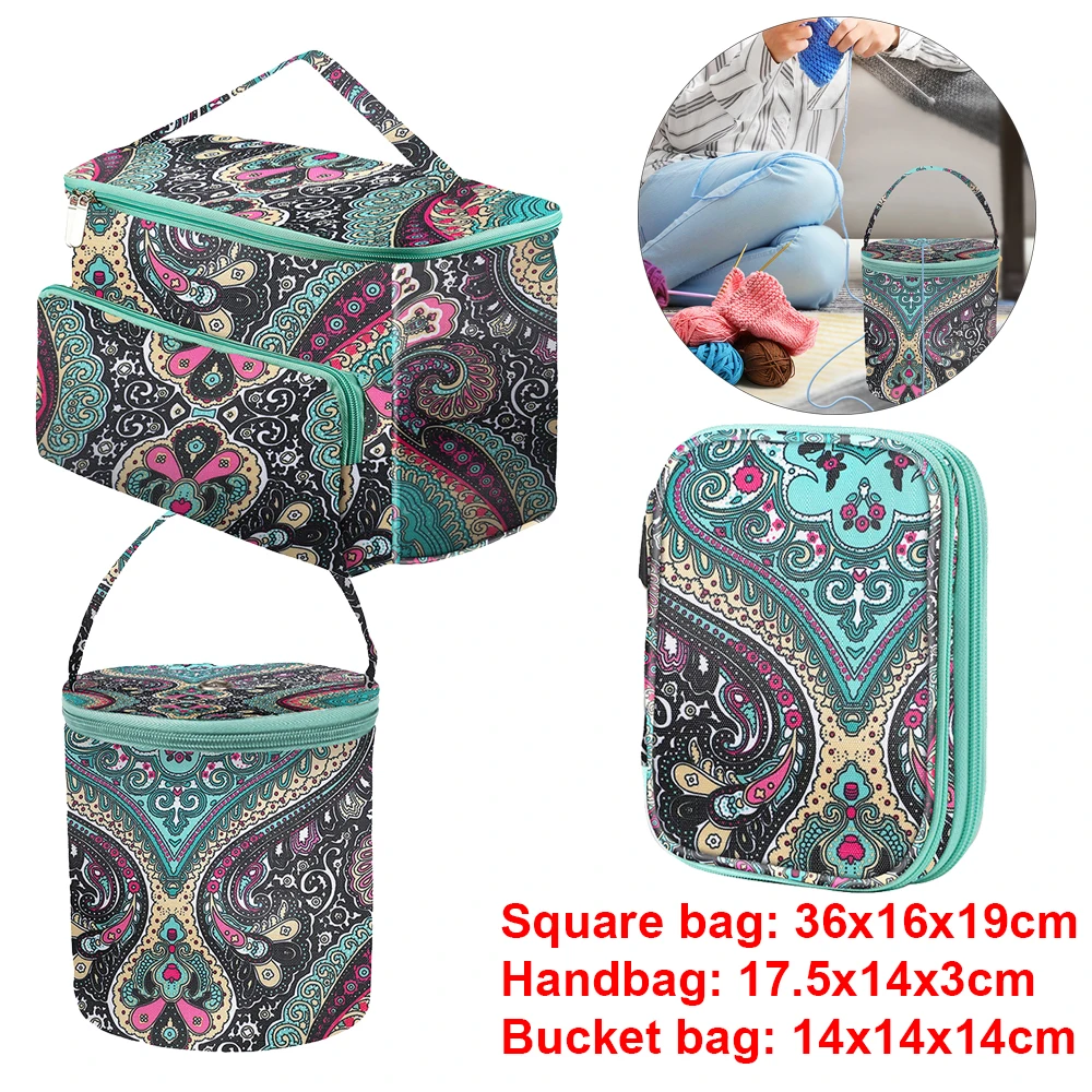 Thread Yarn Storage Pack Large-capacity Crochet Yarn Organizer Bag Waterproof Oxford Cloth Lightweight for Sewing Crochet Hooks