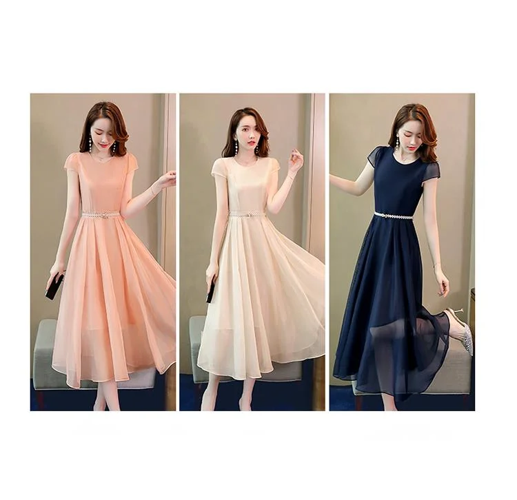 Abito attillato tinta unita in stile fata estate 2024 con cintura in vita_voghion.com