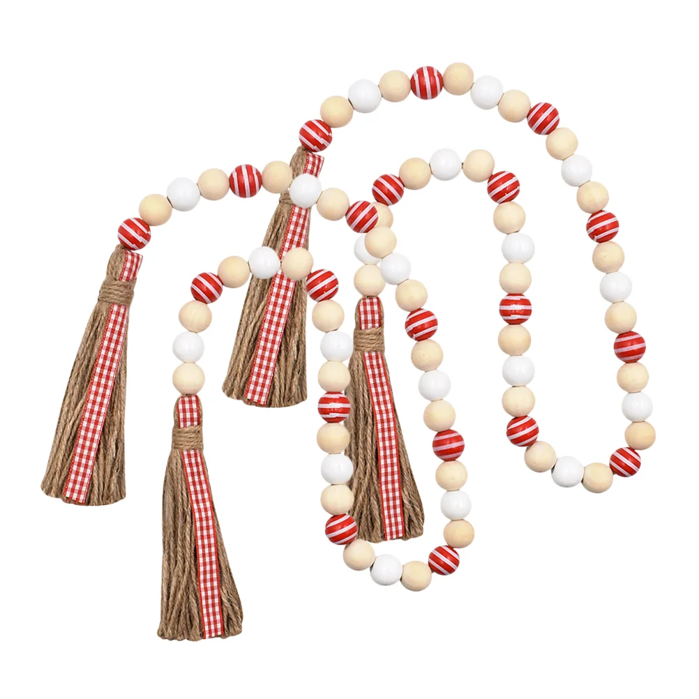 

2pcs Rustic Wood Beads Garland Wooden Beads Pendant Wood Beads Craft Party Decors