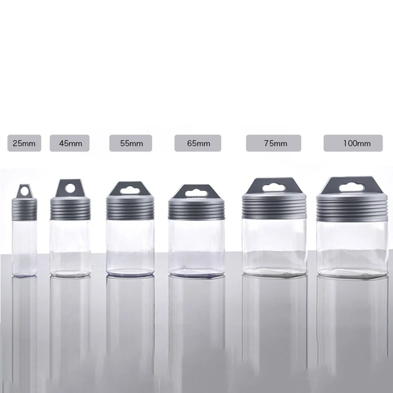 PVC Transparent Plastic Bottle Opener Drill Bit Round Bottle Storage Tank Free Combination Storage Container 1pc