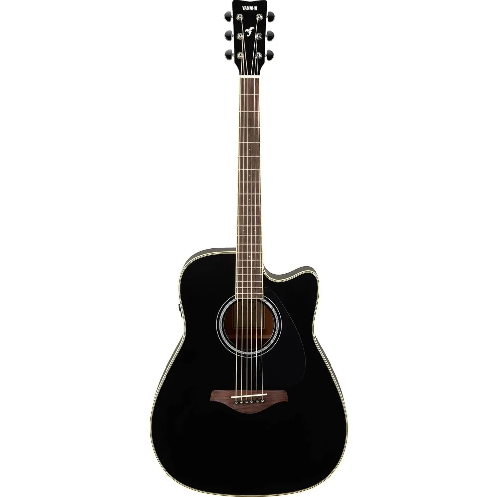 

Guitar with Chorus and Reverb, Black Dreadnought Cutaway Transacoustic Guitar