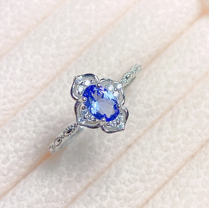 

Natural tanzanite women's RING 925 sterling silver intense gem clean