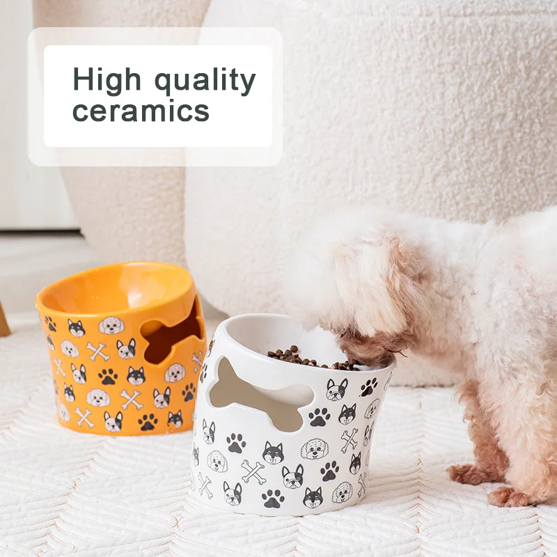 

Dog Food Basin Ceramic Cat Food Basin Feeding Water Bowl Anti-Tipping Protection Cervical Spine Pet Supplies Pet Eating Bowl