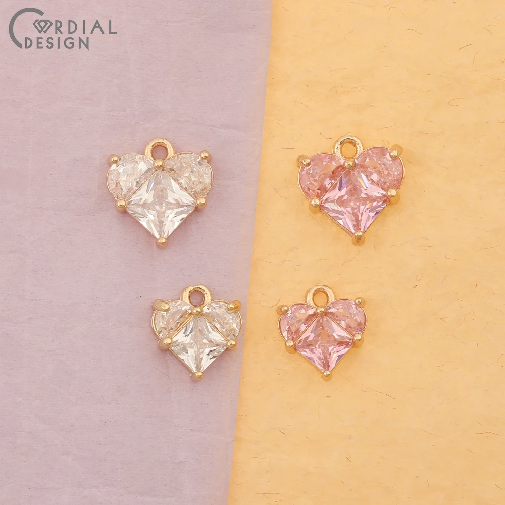 Cordial Design 40Pcs Jewelry Accessories/CZ Charms/DIY Making/Heart Shape/Earring Findings/Hand Made/Pendant For Necklace - cordial