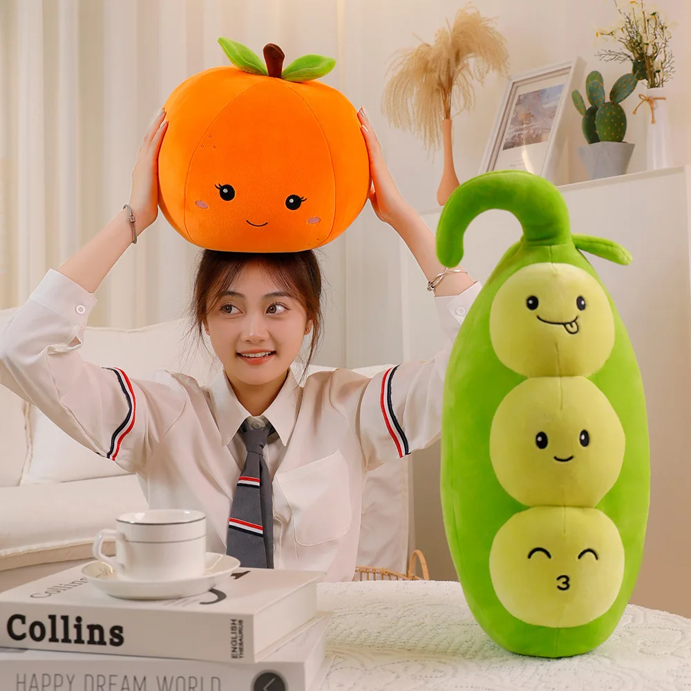 

Cute Simulation Fruit Orange Apple Kiwi Watermelon Plush Pillow Stuffed Soft Vegetable Pillow Pepper Pea Sofa Cushion Kids Gift