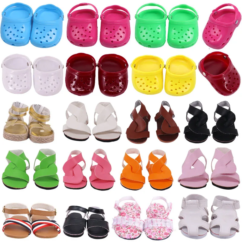 Doll Shoes Summer Plastic PU Hole Beach Sandals Fit 18 Inch Girl& 43 Cm Reborn Baby&43 Cm Nenuco Doll ,Holiday Gift For Children