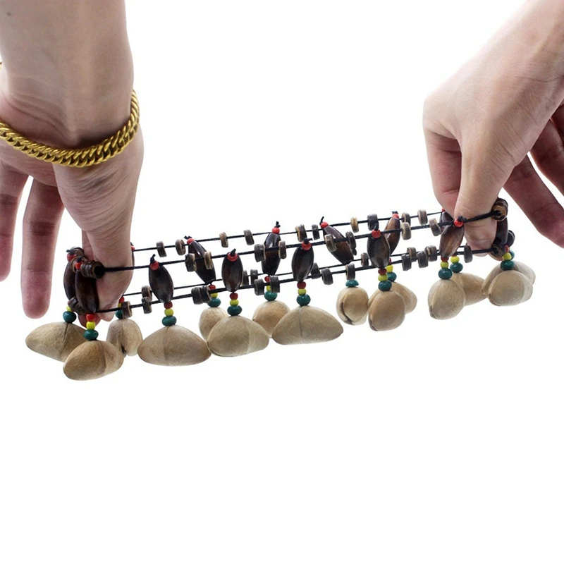 NALFI-Indonesian Handmade Fruit Shell Hand Bell Fruit Adult Children Dance Performance Rhythm Instrument Hand Bell