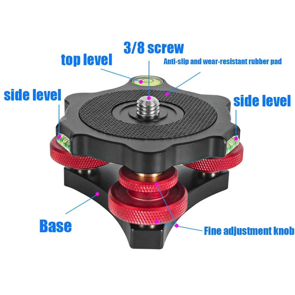 Universal Tripod Quick Leveling Base Aluminum Alloy Level Adjustment Base Panning Level Plate For Most Cameras leveling base mount