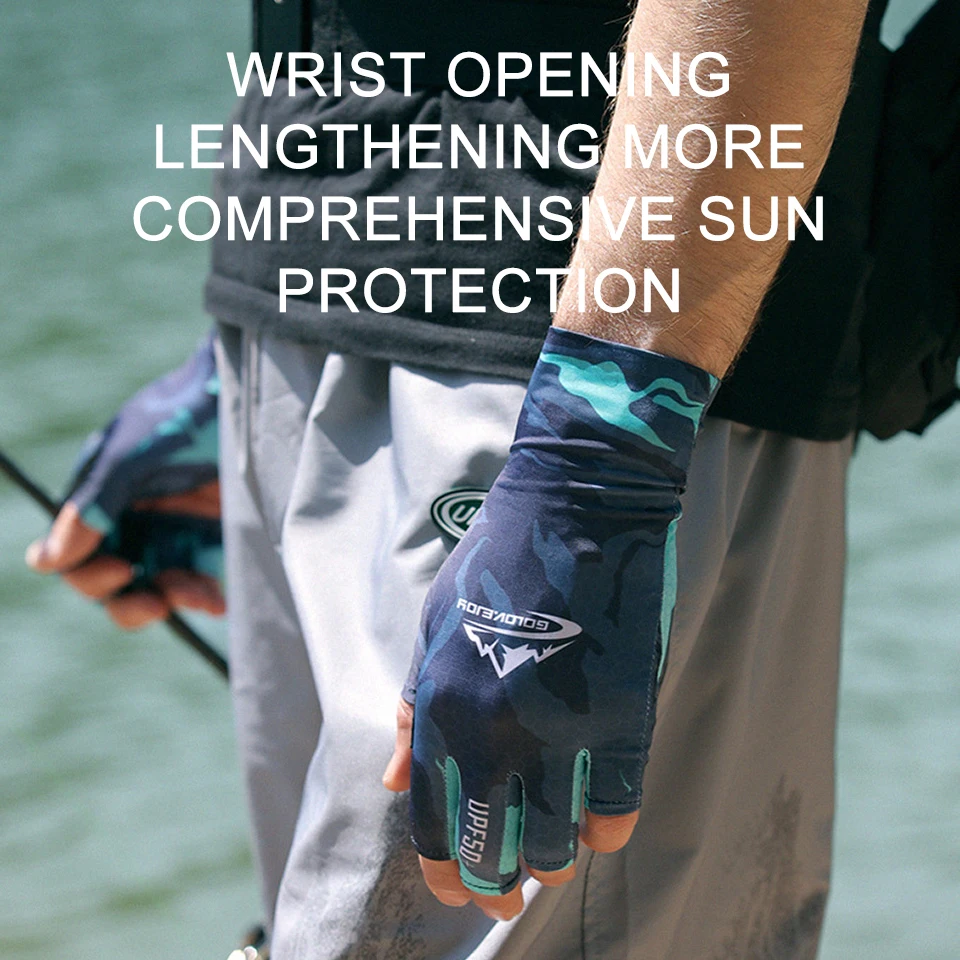 Fingerless Fishing Gloves Anti Slip Anti-cut Breathable High Elasticity Men Cycling Running Ice Silk