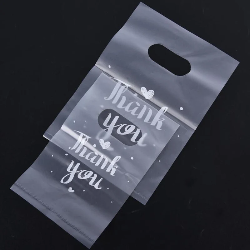 100Pcs Mini Thank you Plastic Gift Bags Wedding Candy Bags Shopping Carrier Bags 3