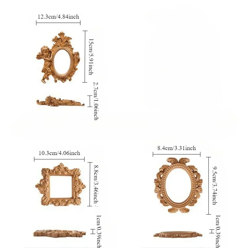 European Fashion Creative Gifts Victorian Style Retro Resin Mini Angel Oval Small Photo Frame Accessories Positioning Frame