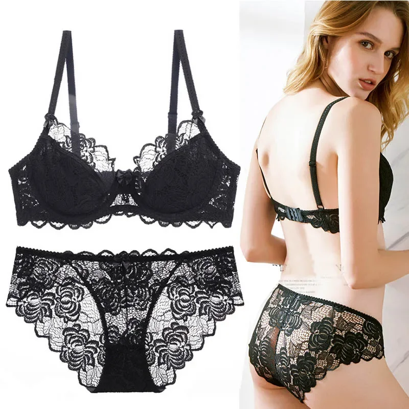 

New Hollow Sexy Bra Blue Ultrathin Underwear Plus Size C D Cup Women Transparent Bras Lace Lingerie Gray Brassiere Embroidery