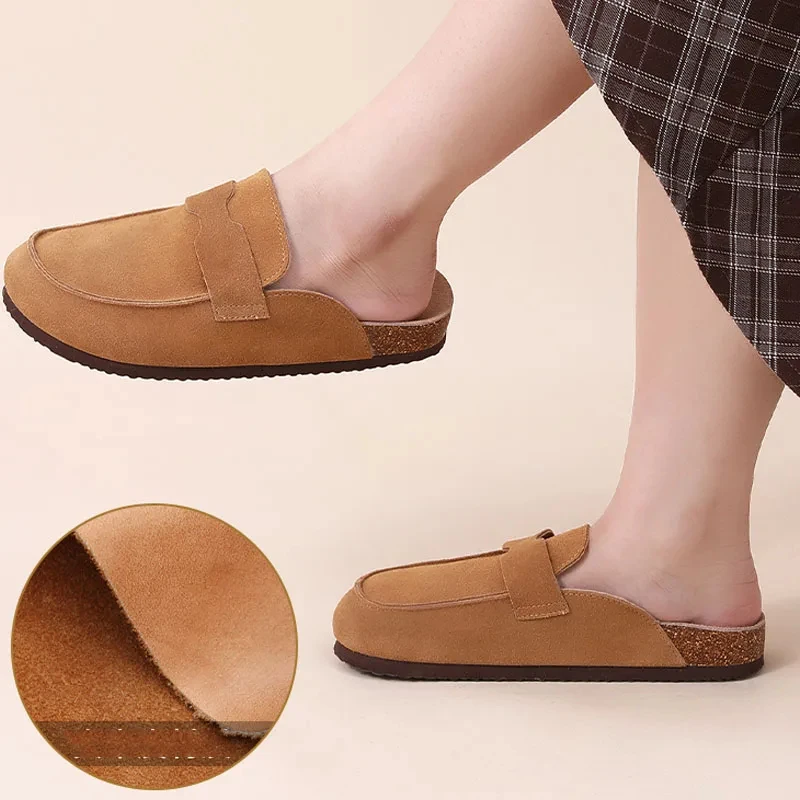 Kidmi Classic Cork Suede Clogs Slippers Fashion Arizona Outdoor Clogs Slippers With Double buckle Cork Insole Antiskid imitation leather clogs