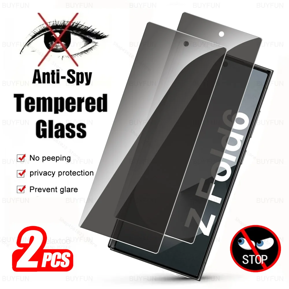 2Pcs For Samsung Galaxy Z Fold Fold7 Privacy Back Tempered Glass