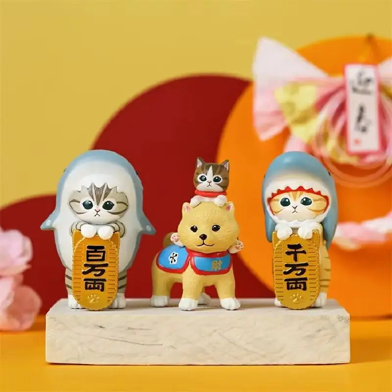 모후산드 행운의 고양이 액션 피규어 귀여운 침실 장식 카와이 애니메이션 피규어 어린이 장난감 소녀들을 위한 깜짝 선물 기념품