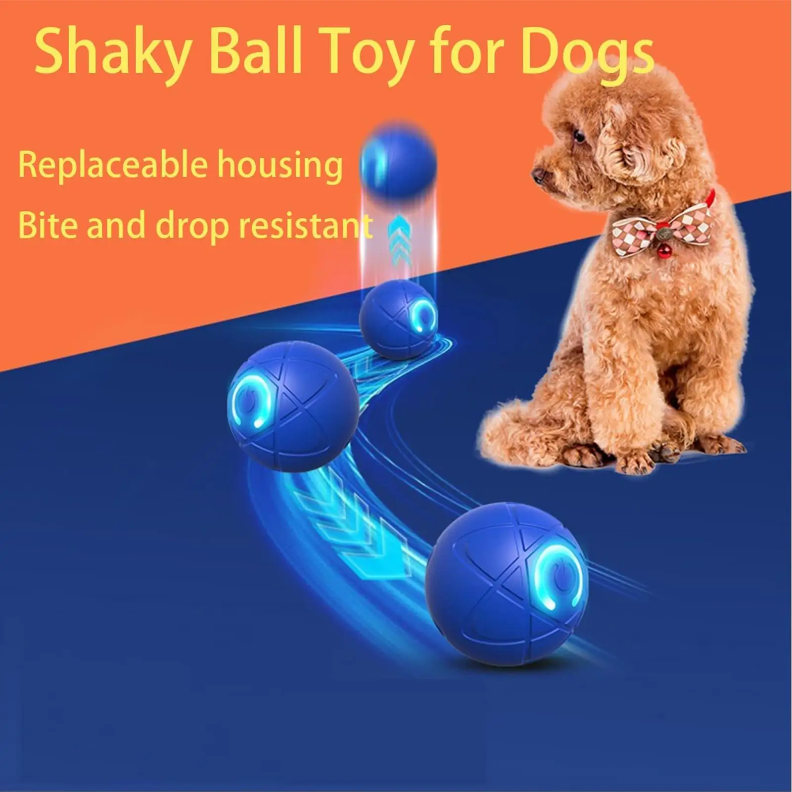 Electric Rolling Ball Dog Toy Auto Moving Dog Toy Ball Automatic Rolling Ball Toys for Puppy USB Rechargeable Interactive Dog