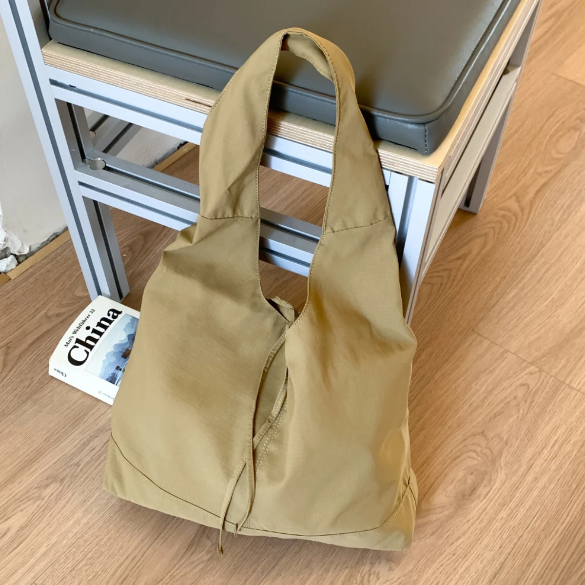 Korean Bag Women's French Strap Satchel Tote Bag Large Capacity Shoulder Bag Armpit Commuter Bag College Student Class Bag Bow Work Clothing Play Mountaineering Outdoor