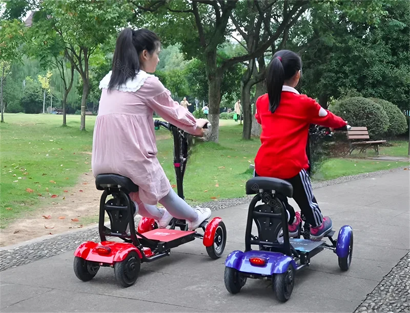 Elektroroller für Erwachsene mit Behinderung, Doppelmotor 500W36V, 2-Sitzer Mobilitätsroller, 4 Räder, faltbar, Eltern-Kind-E-Scooter – Detail 16