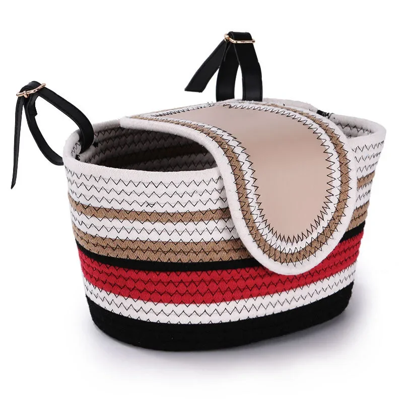 Handmade Woven Bike Basket With Leather Lid - Front Mount, Adjustable Straps For Adult & Women's Bicycles