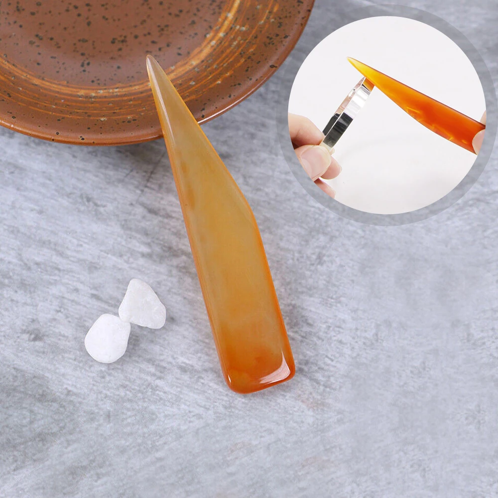 DIY Handmade Leather Tool Accessory 1pc Natural Agate Rub Leather Edge Scoring Folding Creasing Paper Crafts
