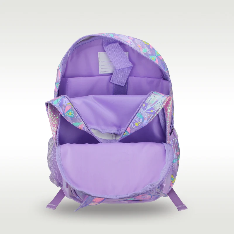 Australia Smiggle Original Children's Schoolbag Girl Backpack Purple Butterfly Waterproof PU School Supplies 16 Inches 7-12 Year